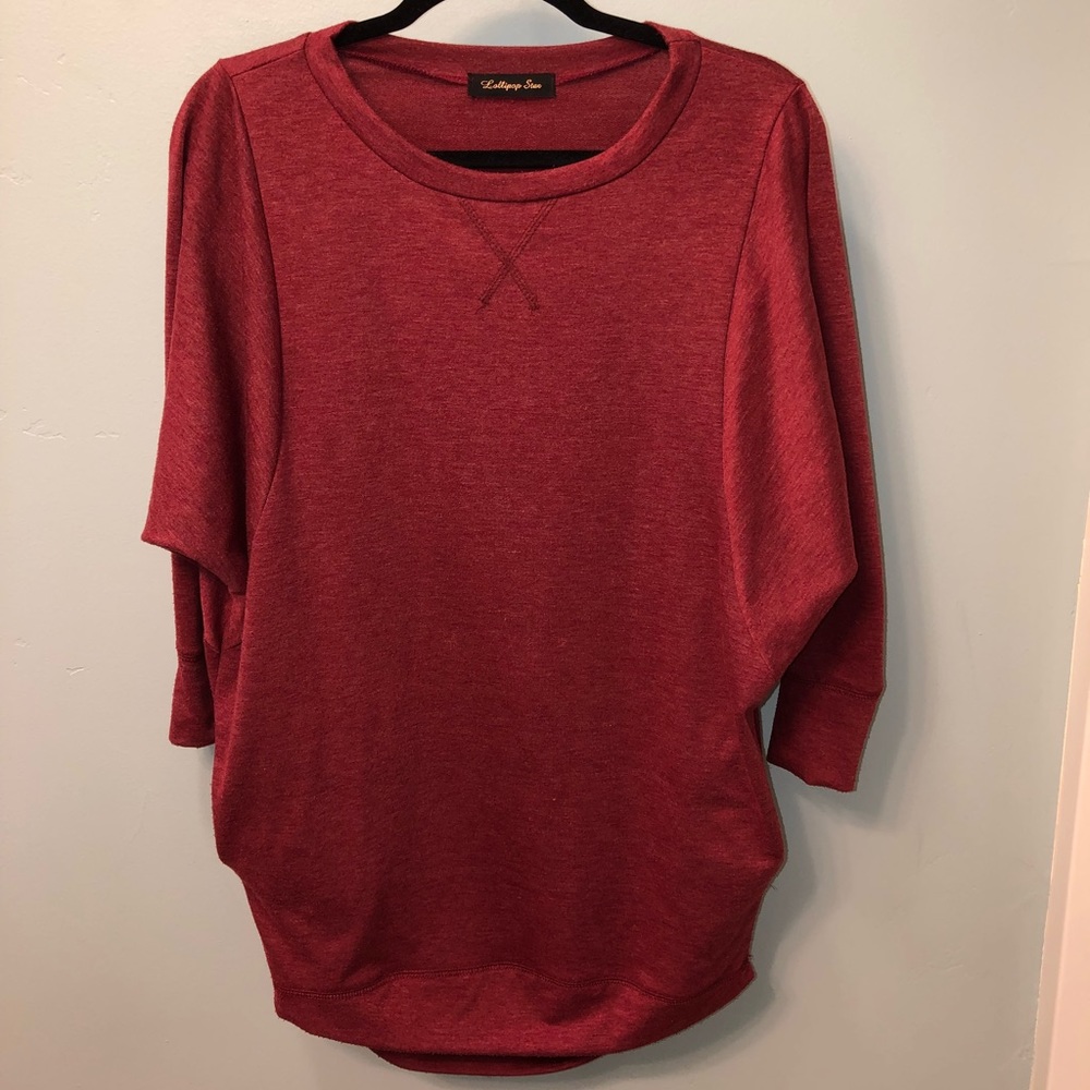 Long sleeve deep red colored sweater shirt